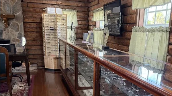 The glass eyeglasses display case at Greenacres Eye Associates