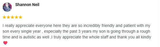 A 5-star Google review of Greenacres Eye Associates praising the friendly team